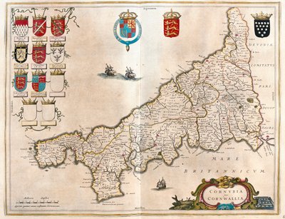 Cornualles, en "Theatrum Orbis Terrarum, sive Atlas Novus" de Willem Blaeu, Amsterdam de Willem Blaeu
