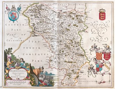 Darbieshire, en "Theatrum Orbis Terrarum, sive Atlas Novus" de Willem Blaeu, Amsterdam de Willem Blaeu