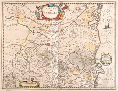 Ferrara, Italia, en "Theatrum Orbis Terrarum, sive Atlas Novus" de Willem Blaeu, Amsterdam de Willem Blaeu