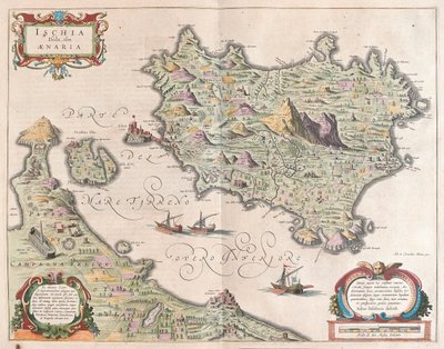 Isla de Ischia, Italia, en "Theatrum Orbis Terrarum, sive Atlas Novus" de Willem Blaeu, Amsterdam de Willem Blaeu