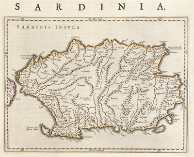 Isla de Cerdeña, Italia, en "Theatrum Orbis Terrarum, sive Atlas Novus" de Willem Blaeu, Amsterdam de Willem Blaeu
