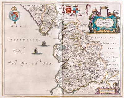 Lancaster y lancastshire, en "Theatrum Orbis Terrarum, sive Atlas Novus" de Willem Blaeu, Amsterdam de Willem Blaeu