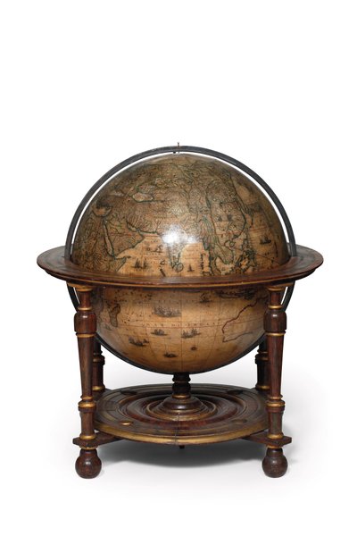 Gran par de globos de biblioteca, el terrestre 1645/48, el celeste después de c.1630 de Willem Blaeu