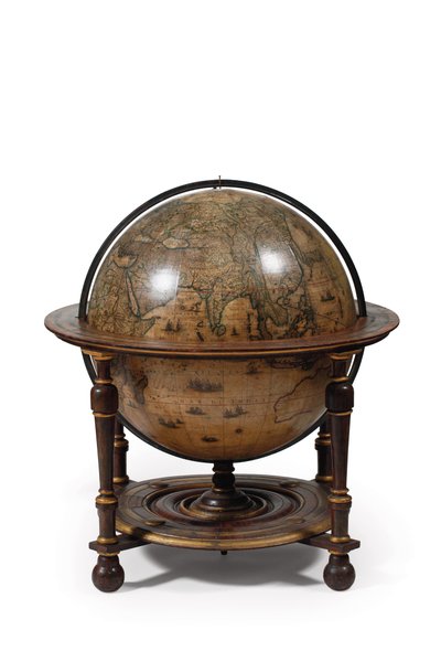 Gran par de globos de biblioteca, el terrestre 1645/48, el celeste después de c.1630 de Willem Blaeu