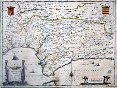 Mapa de Andalucía, España de Willem Blaeu