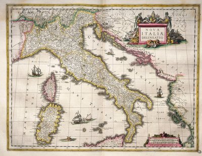 Mapa de Italia, de Theatrum Orbis Terrarum por Willem Blaeu, Ámsterdam de Willem Blaeu
