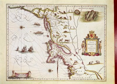 Mapa de Nova Belgica o Nueva Bélgica y de Anglia Nova o Nueva Inglaterra de Willem Blaeu