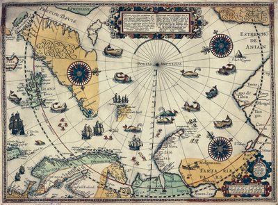 Mapa de las regiones polares, por el cartógrafo holandés Willem Janszoon Blaeu (1571-1638) de Willem Blaeu