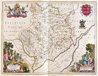 Monmouth shire (inglaterra y gales), en "Theatrum Orbis Terrarum, sive Atlas Novus" de Willem Blaeu, Amsterdam de Willem Blaeu