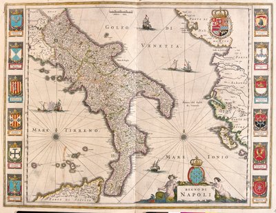 Nápoles, Italia, en "Theatrum Orbis Terrarum, sive Atlas Novus" de Willem Blaeu, Amsterdam de Willem Blaeu
