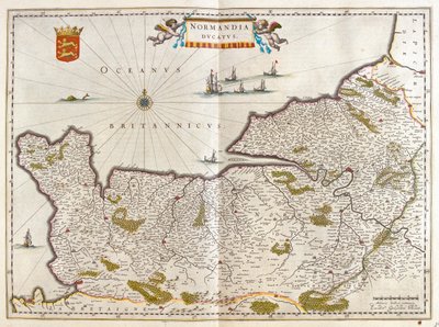 Normandía, en "Theatrum Orbis Terrarum, sive Atlas Novus" de Willem Blaeu, Amsterdam de Willem Blaeu