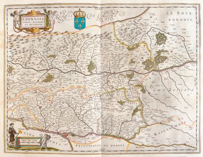 Zona norte de Lyon, en "Theatrum Orbis Terrarum, sive Atlas Novus" de Willem Blaeu, Amsterdam de Willem Blaeu
