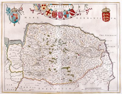 Northfolk, en "Theatrum Orbis Terrarum, sive Atlas Novus" de Willem Blaeu, Amsterdam de Willem Blaeu