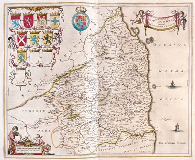 Northumberland, en "Theatrum Orbis Terrarum, sive Atlas Novus" de Willem Blaeu, Amsterdam de Willem Blaeu