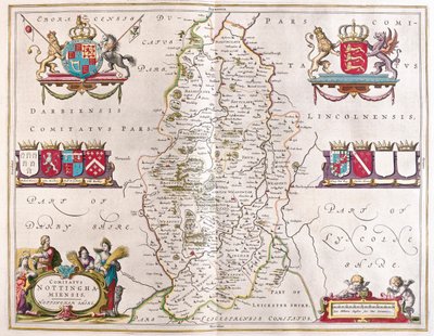 Nottingham shire, en "Theatrum Orbis Terrarum, sive Atlas Novus" de Willem Blaeu, Amsterdam de Willem Blaeu