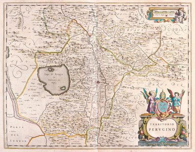 Perugia, Italia, en "Theatrum Orbis Terrarum, sive Atlas Novus" de Willem Blaeu, Amsterdam de Willem Blaeu