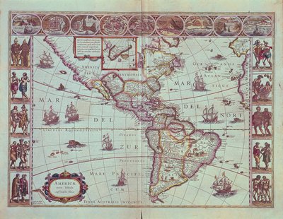 Placa que representa el mapa de América del Sur de Willem Blaeu