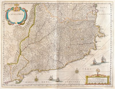 Provincia de Cataluña, España, en "Theatrum Orbis Terrarum, sive Atlas Novus" de Willem Blaeu, Amsterdam de Willem Blaeu