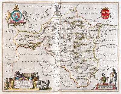 Radnorshire, en "Theatrum Orbis Terrarum, sive Atlas Novus" de Willem Blaeu, Amsterdam de Willem Blaeu