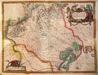 Regionum Italiae, territorio de Treviso, región de Veneto, Italia por Willem Janszoon Blaeu de Willem Blaeu