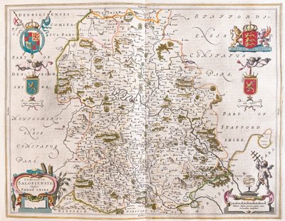 Shropshire, en "Theatrum Orbis Terrarum, sive Atlas Novus" de Willem Blaeu, Amsterdam de Willem Blaeu