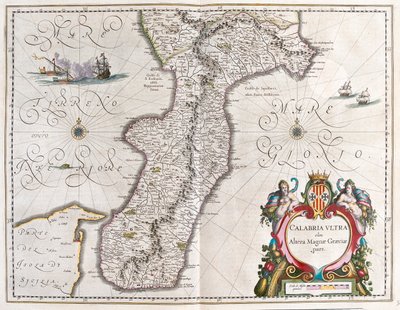 Sur de Calabria, Italia, en "Theatrum Orbis Terrarum, sive Atlas Novus" de Willem Blaeu, Amsterdam de Willem Blaeu