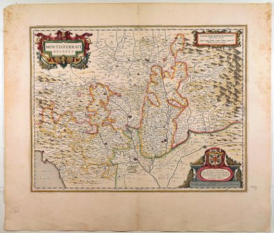 El Ducado de Monferrato, Mapa por Willem Blaeu, Ámsterdam, grabado en cobre de Willem Blaeu