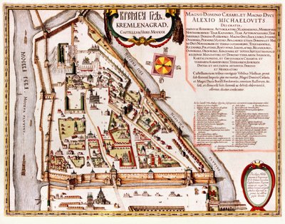 Plano del Kremlin de Moscú del siglo XVI (Castellum Urbis Moskvae) de Willem Blaeu