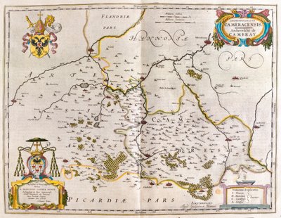 cambrey, crevecoeur, bouchain, en "Theatrum Orbis Terrarum, sive Atlas Novus" de Willem Blaeu, Amsterdam de Willem Blaeu