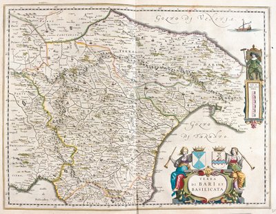 ciudad de Bari y Basilicata, Italia, en "Theatrum Orbis Terrarum, sive Atlas Novus" de Willem Blaeu, Amsterdam. de Willem Blaeu