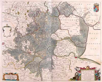 zonas inundadas" de Norfolk, Suffolk, Huntington, Northampton Cambridge y Lincoln, en "Theatrum Orbis Terrarum, sive Atlas Novus" de Willem Blaeu, Amsterdam. de Willem Blaeu