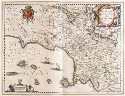 región de Campania, Italia, en "Theatrum Orbis Terrarum, sive Atlas Novus" de Willem Blaeu, Amsterdam de Willem Blaeu