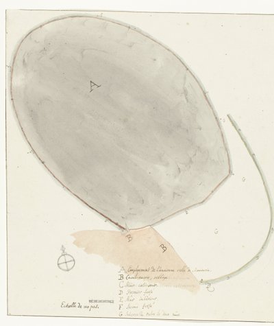 Plataforma con afmetingen van oude stad Manduria
Plano medido de las murallas exteriores e interiores de la antigua Manduria, por el Sr. Dierquens
Voyage en Italie, en Sicile et à Malte - 1778 (título de la serie) de Willem Carel Dierkens