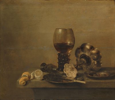 Naturaleza muerta con un vaso roto de Willem Claesz. Heda