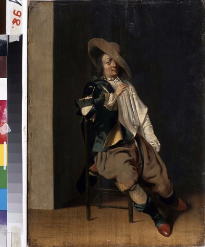 De fumar. (Un fumador). Retrato de un hombre con una pipa. Pintura de Willem Cornelisz Duyster (1599-1635). Óleo sobre madera. Arte de estilo barroco holandés. Museo Nacional de Jarkov Ucrania de Willem Cornelisz Duyster