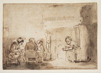 Las mujeres en la chimenea en la casa de Rembrandt de Willem Drost