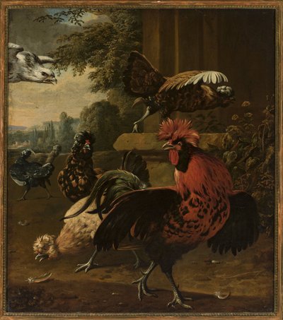 Aves atacadas por un halcón de Willem Frederiksz van Royen