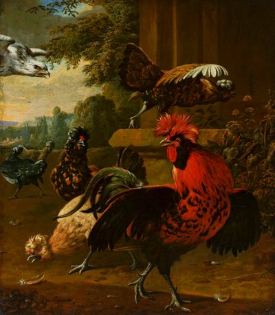 Aves atacadas por un halcón de Willem Frederiksz van Royen