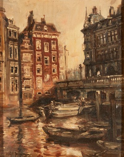 Puente sobre el Canal, Rotterdam (óleo sobre lienzo) de Willem Georg Frederik Jansen