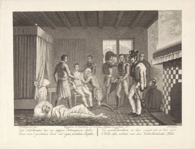 Príncipe de Orange después de su herida bajo tratamiento médico en el hospital de campaña, 1815 de Willem Hendrik Hoogkamer