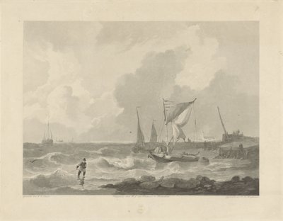 Barcos de pesca en una cabeza de puerto de Willem Hendrik Hoogkamer