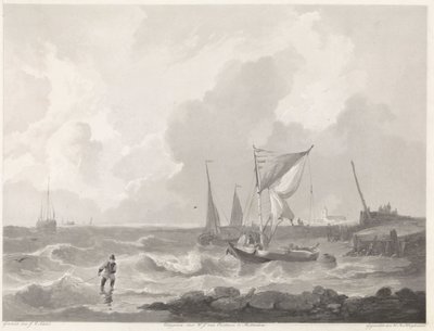 Barcos de pesca en una cabeza de puerto de Willem Hendrik Hoogkamer