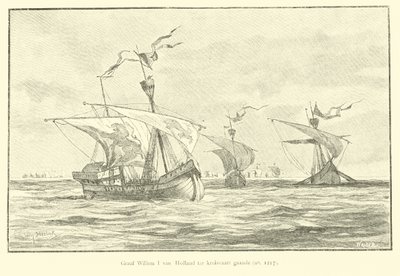 El Conde Guillermo I de Holanda viajando a la 5ª Cruzada, 1217 de Willem II Steelink