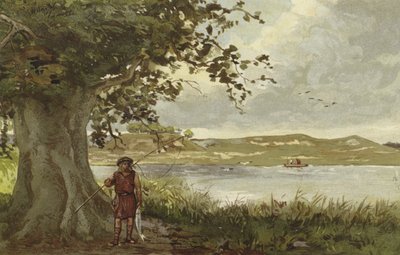 Vista del Hunenschans por el Uddelermeer, Gelderland, Países Bajos de Willem II Steelink
