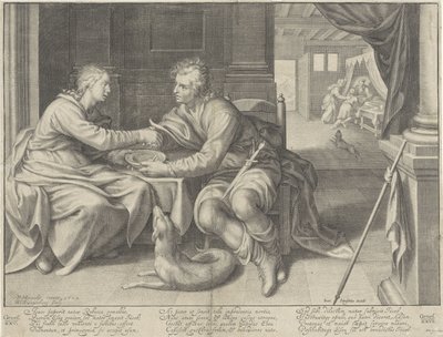 Esaú vende su primogenitura a Jacob de Willem Isaacsz. van Swanenburg