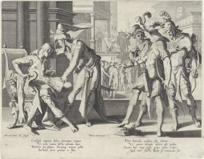 Oordeel van Cambyses Trono de justicia (título de la serie) de Willem Isaacsz. van Swanenburg
