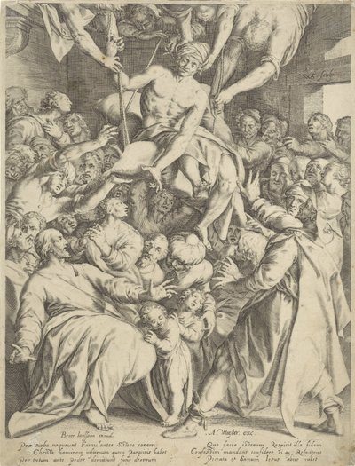 Paralítico bajado a Cristo por el techo de Willem Isaacsz. van Swanenburg
