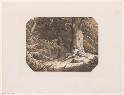 Hombre medio desnudo en el bosque de Willem Jacob Hofdijk