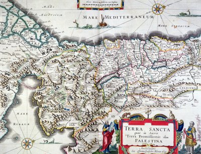 Mapa de Tierra Santa, publicado en Ámsterdam, 1629 de Willem Janszoon Blaeu