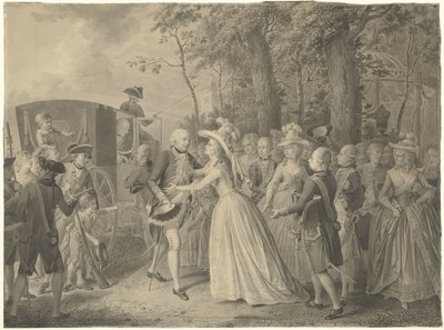 Encuentro de la princesa Guillermina con su hermano el rey Federico III de Prusia en Kleve, 1788 de Willem Joseph Laquy